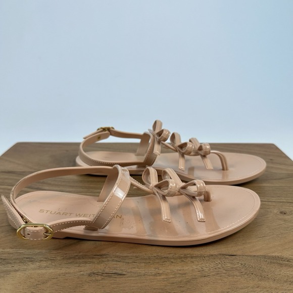Womens Stuart Weitzman Felicity Jelly Nude‎ Strappy Bow Sandals Shoes Size 7 B - Picture 1 of 8